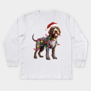 Christmas German Wirehaired Pointer Kids Long Sleeve T-Shirt